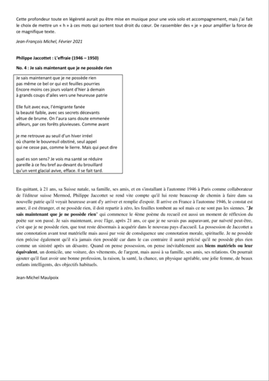 Je sais maintenant que je ne possede rien Mixed Choir scores gallery preview page 4