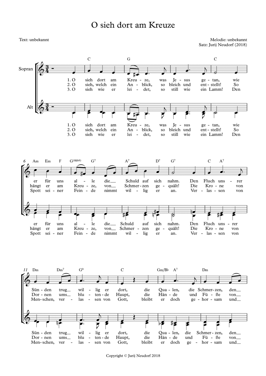 O, sieh dort am Kreuze O, sieh dort am Kreuze Women's Choir scores gallery preview page 1