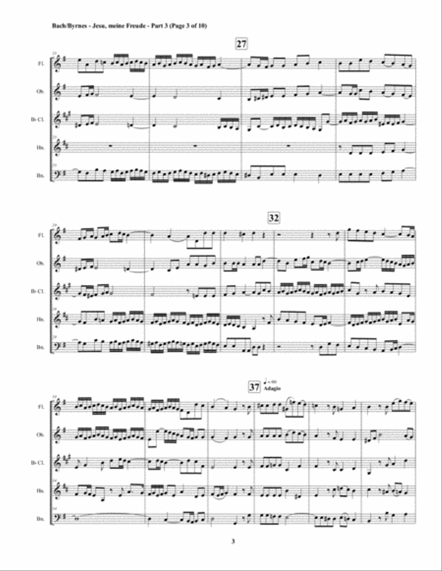 Jesu, meine Freude - Part 3, by J.S. Bach for Woodwind Quintet Woodwind Quintet scores gallery preview page 3