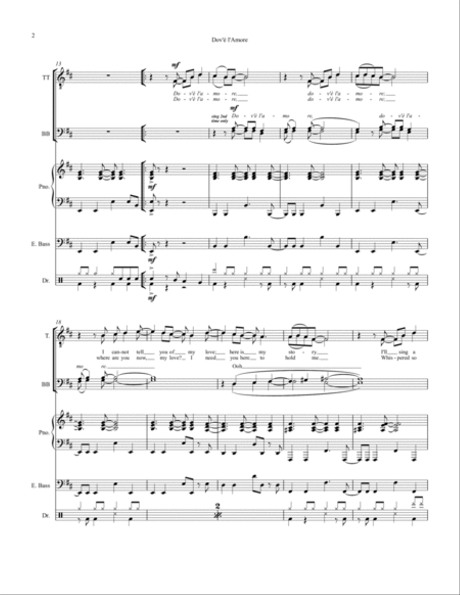 Dov'e L'amore Small Ensemble scores gallery preview page 2