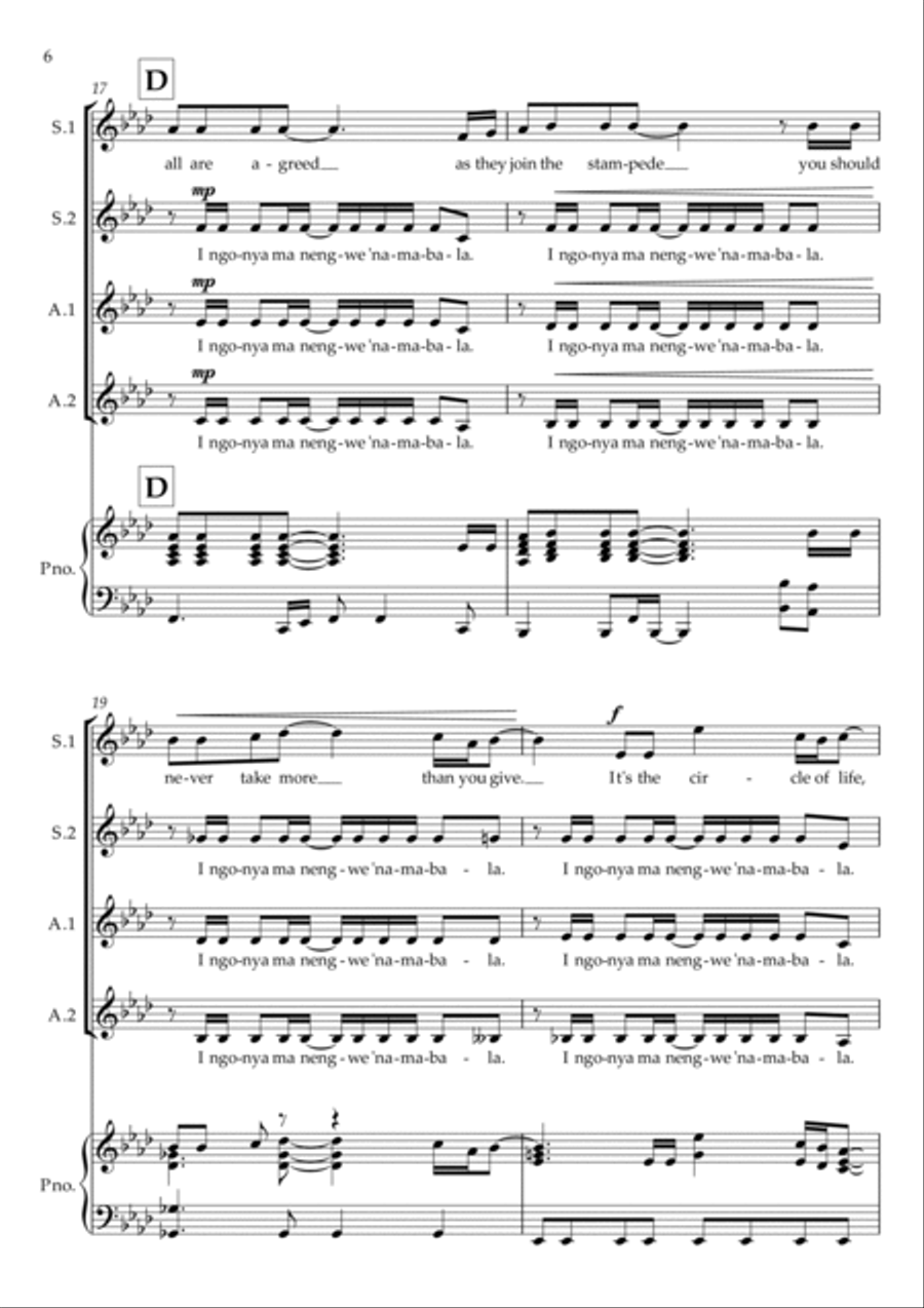 Circle Of Life SSA scores gallery preview page 6