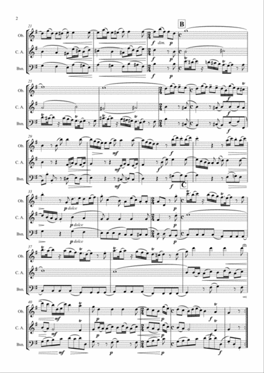 Gallo: Trio Sonata No.1 in G Mvt.I (Pulcinella Suite I. Sinfonia) - double reed trio (Ob.,C.A.,Bsn.) Woodwind Trio scores gallery preview page 2