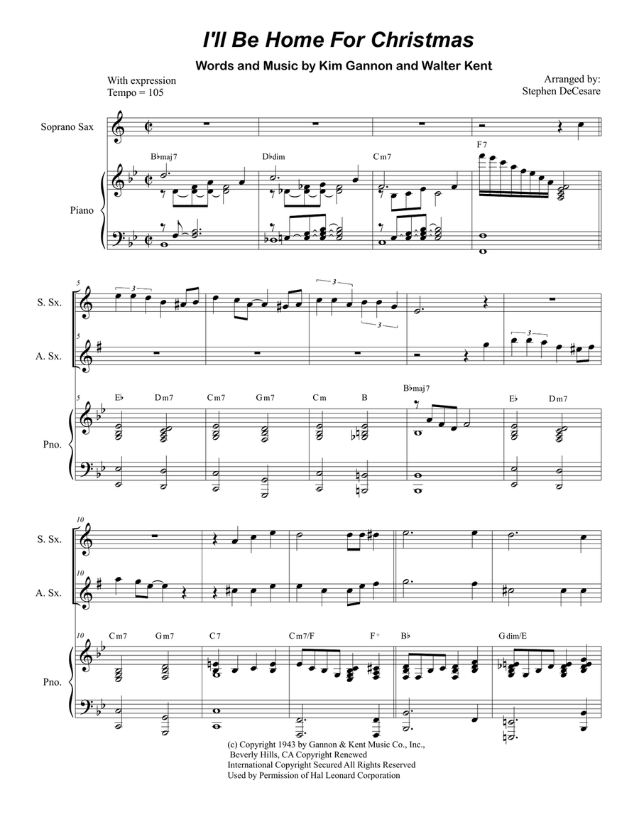 I'll Be Home For Christmas Woodwind Duet scores gallery preview page 1