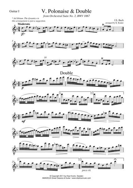 Polonaise Suite 2 BWV 1067 for guitar quartet image number null