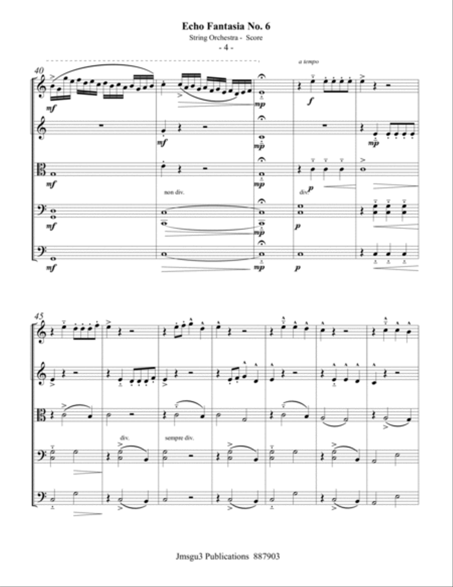 Sweelinck: Echo Fantasia No. 6 for String Orchestra - Score Only String Orchestra scores gallery preview page 4