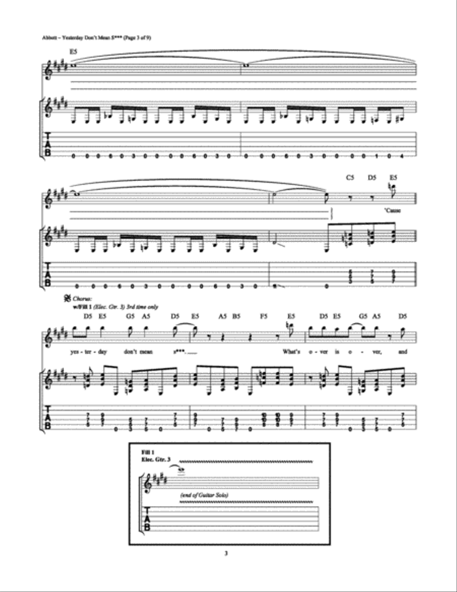 Yesterday Don't Mean S*** Electric Guitar scores gallery preview page 3