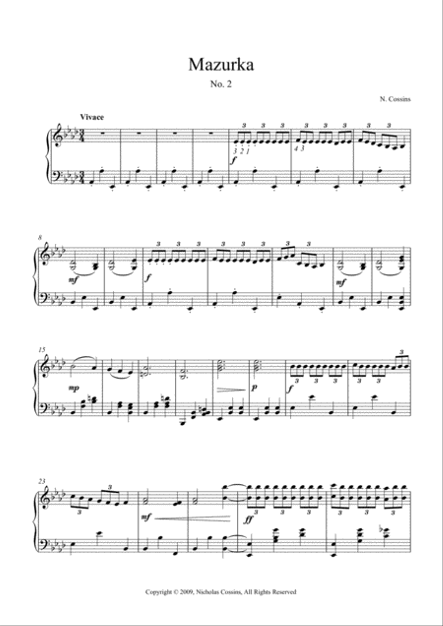 Mazurka No. 2 - N. Cossins (Original Piano Composition) Piano Method scores gallery preview page 2