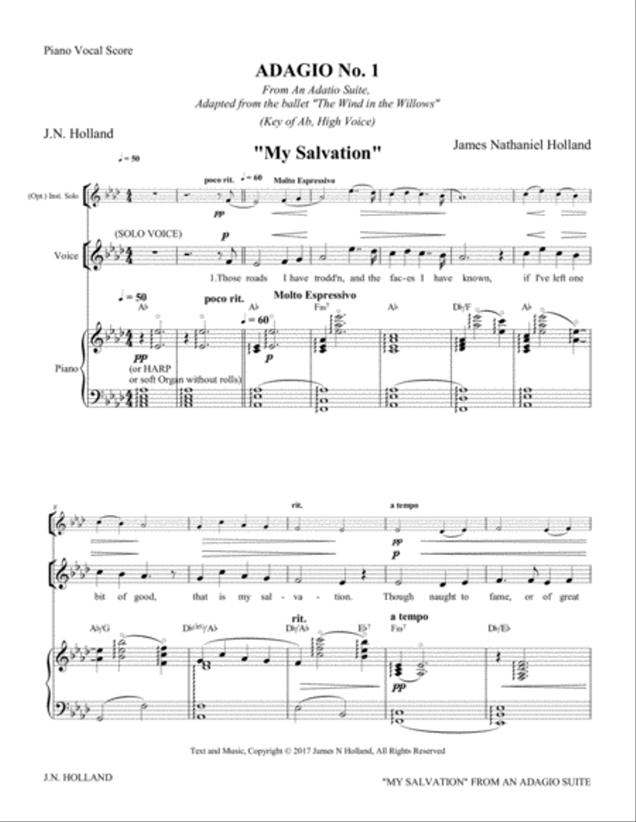 Adagio No 1, My Salvation from An Adagio Suite for Solo High Voice and Piano Piano, Vocal, Guitar scores gallery preview page 5
