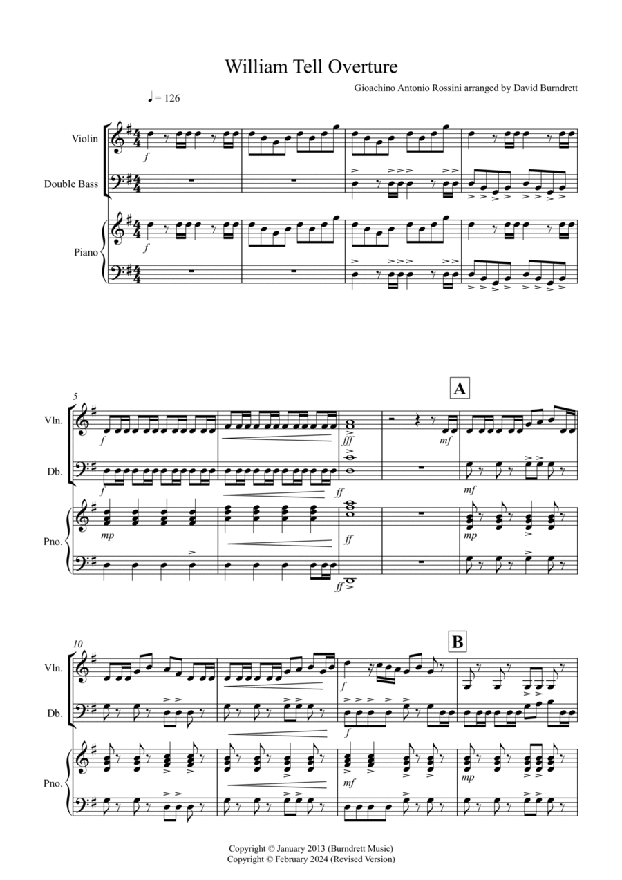 Book cover for William Tell Overture for Violin and Double Bass Duet