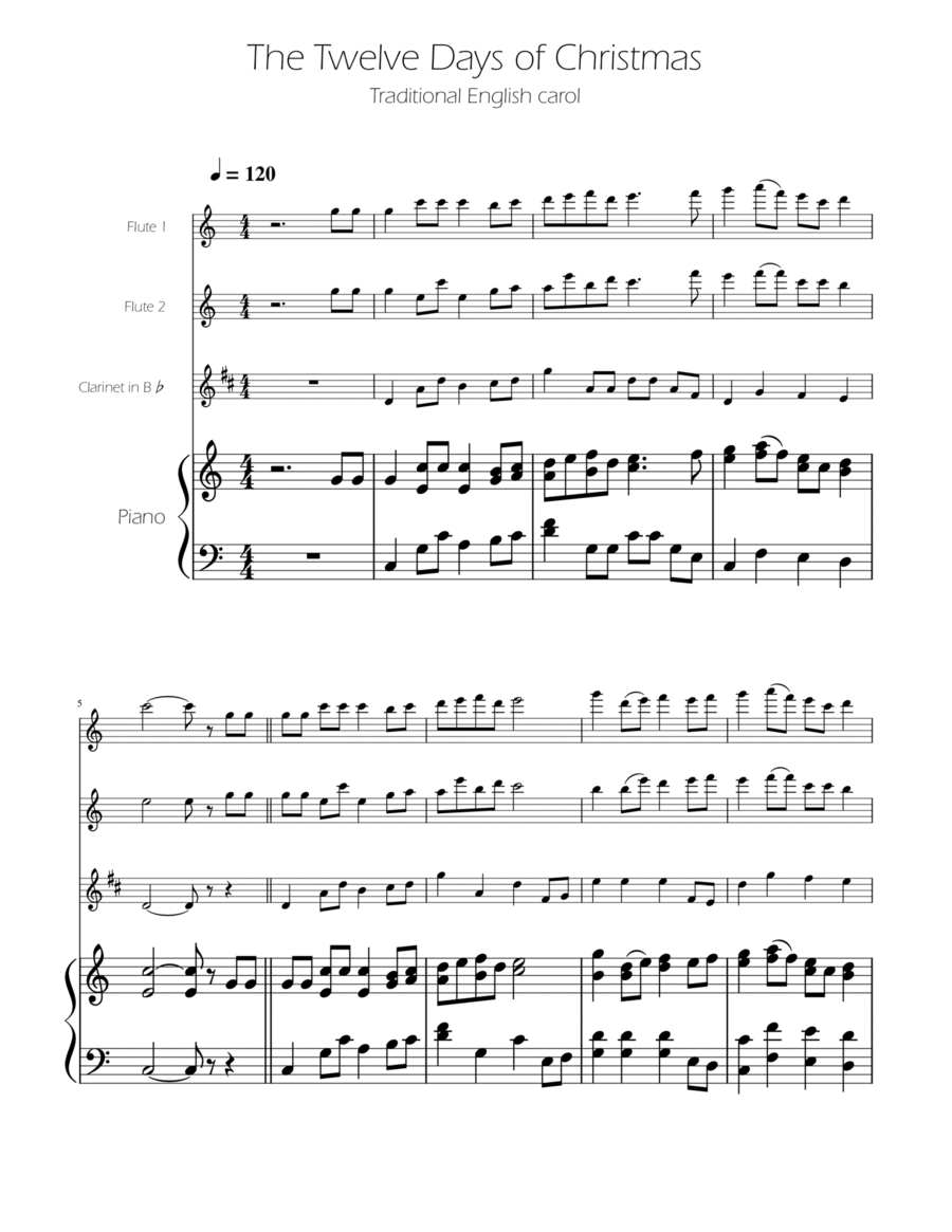 The Twelve Days of Christmas - Woodwind Trio Woodwind Trio scores gallery preview page 1