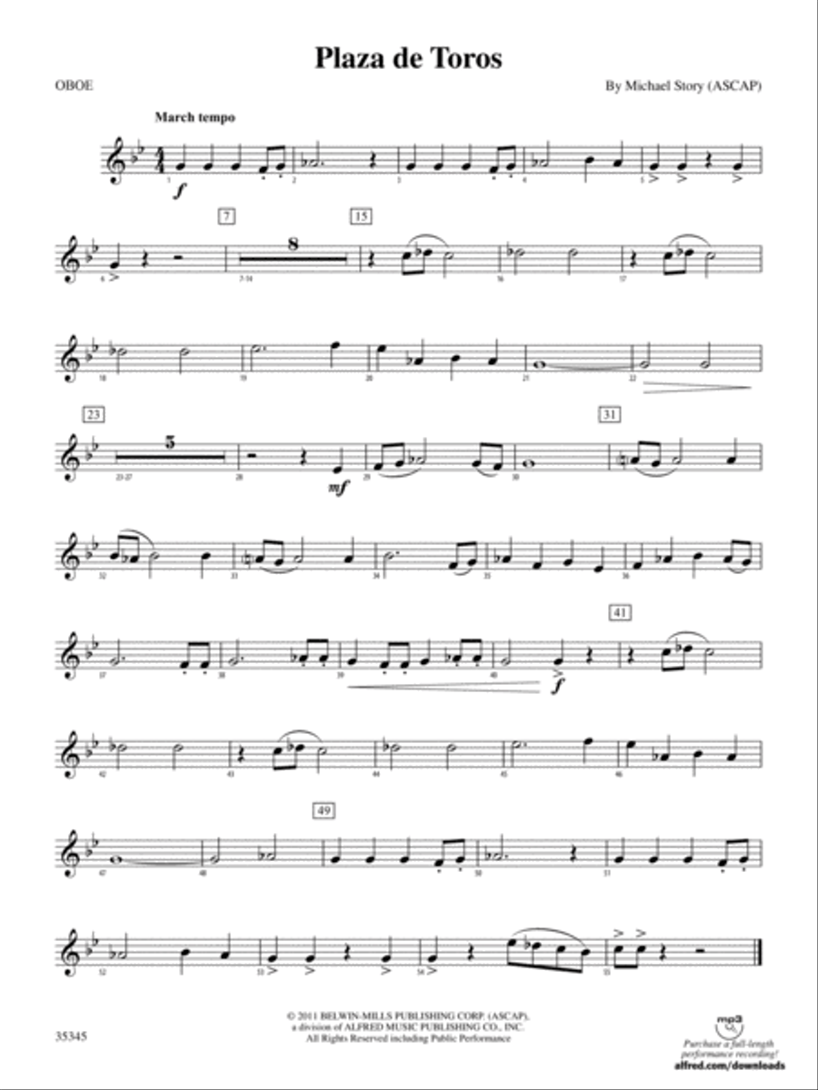 Plaza de Toros: Oboe Concert Band scores gallery preview page 1