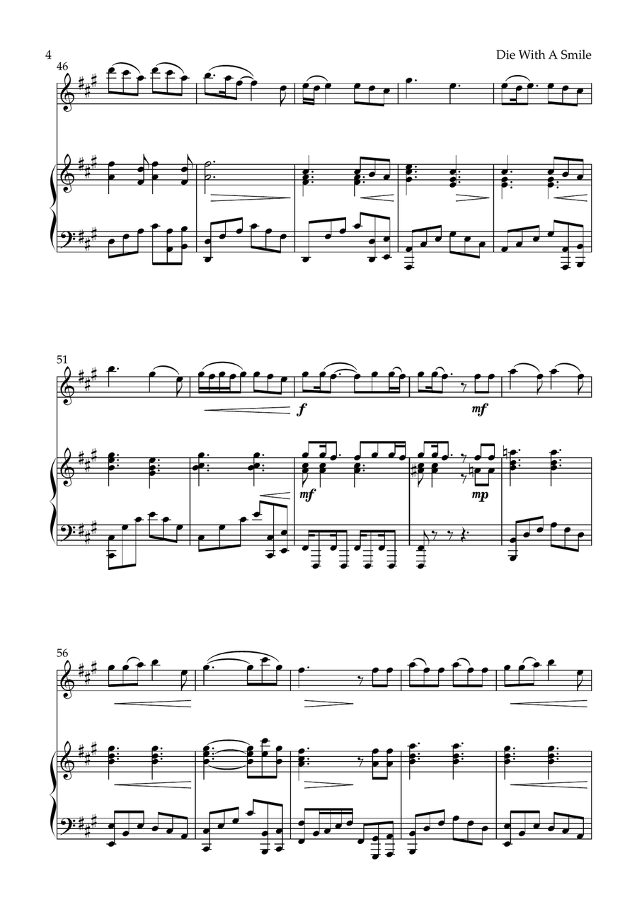 Die With A Smile Violin Solo scores gallery preview page 4