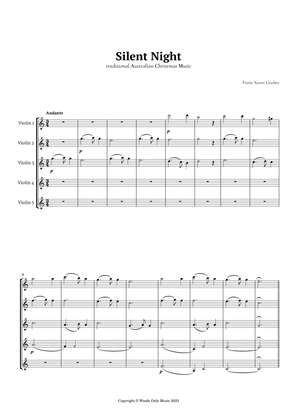 Silent Night by Franz Gruber for Violin Quintet