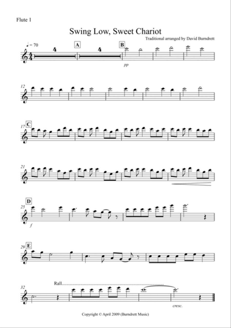 Swing Low, Sweet Chariot for Flute Quartet Flute Quartet scores gallery preview page 5