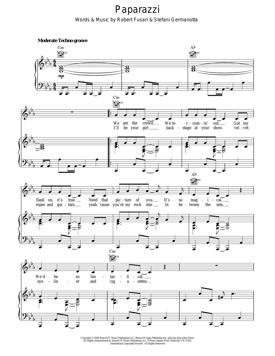 Paparazzi Paparazzi Acoustic Guitar scores gallery preview page 1