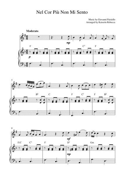 Nel Cor Più Non Mi Sento (for tenor saxophone solo and piano accompaniment) image number null