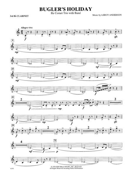 Bugler's Holiday (with Cornet Trio): 3rd B-flat Clarinet