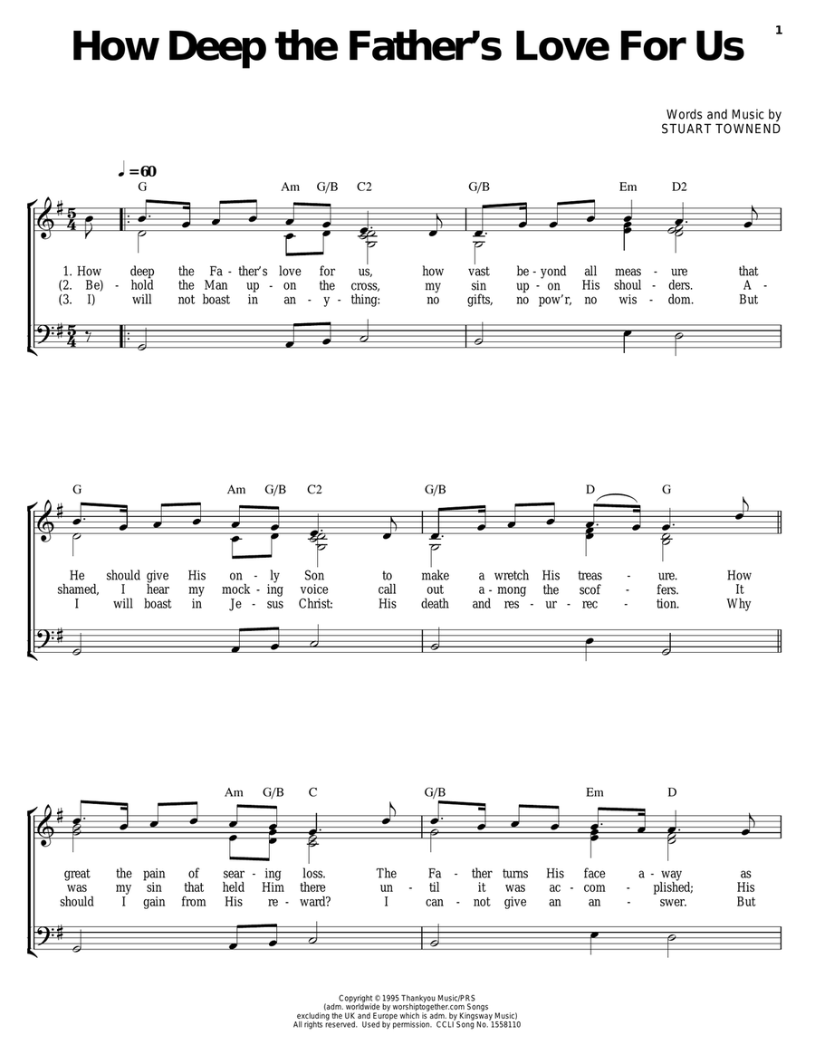 How Deep The Father's Love For Us Guitar scores gallery preview page 1