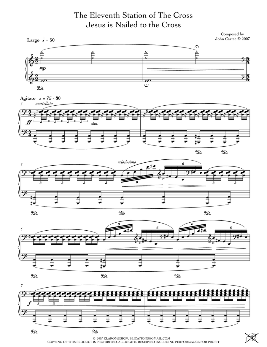 THE ELEVENTH STATION OF THE CROSS - JESUS IS NAILED TO THE CROSS Piano Solo scores gallery preview page 1