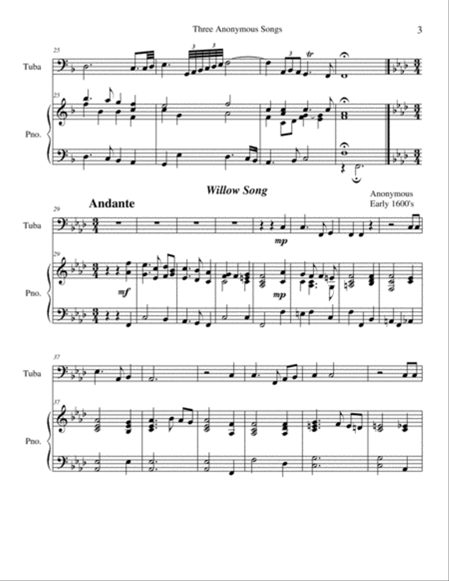 Three Anonymous Songs (of Renaissance Europe) Piano scores gallery preview page 3