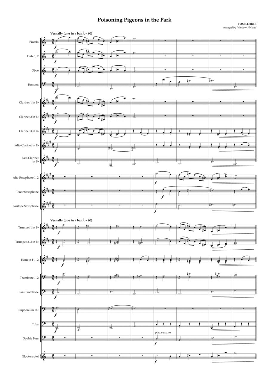 Poisoning Pigeons in the Park Concert Band scores gallery preview page 1