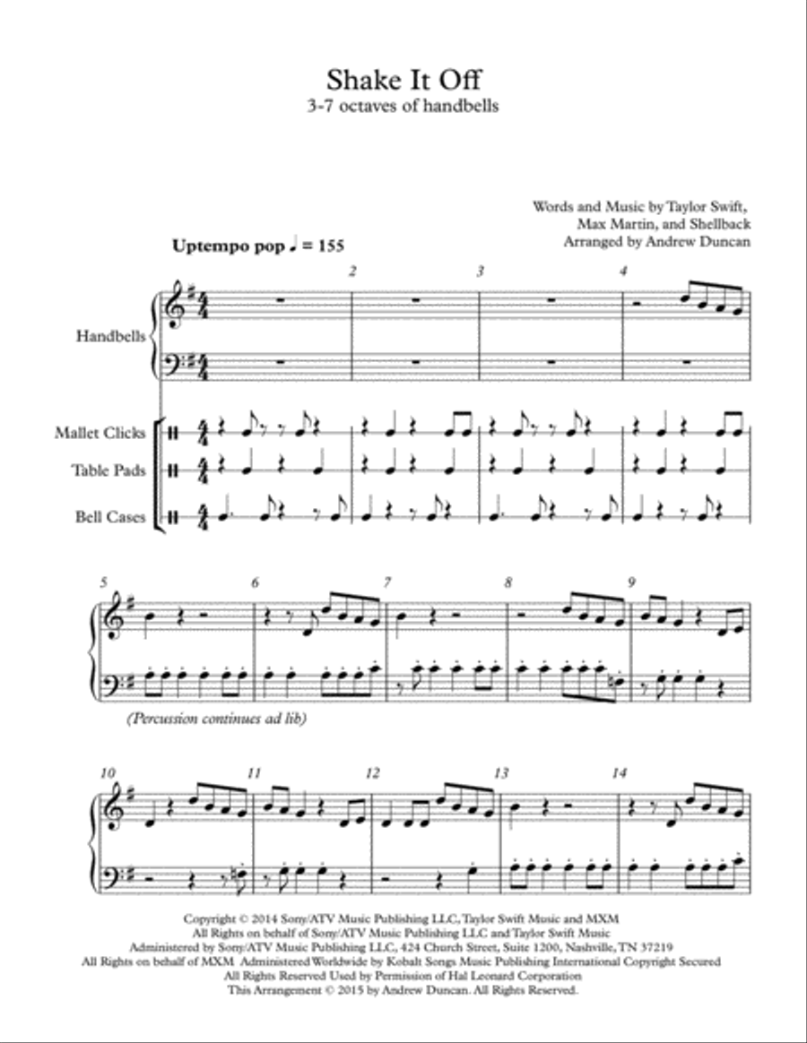 Shake It Off Handbell Choir scores gallery preview page 1