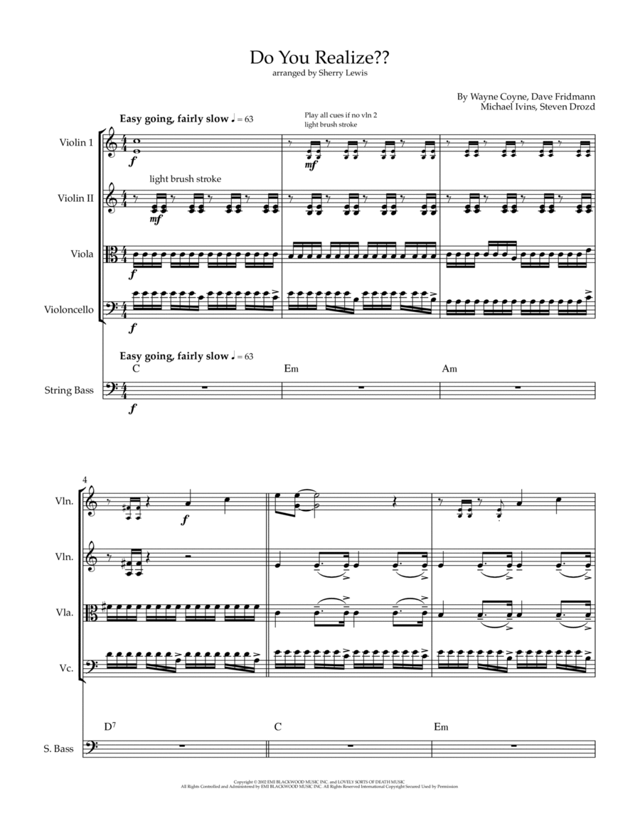 Do You Realize?? String Quintet scores gallery preview page 1