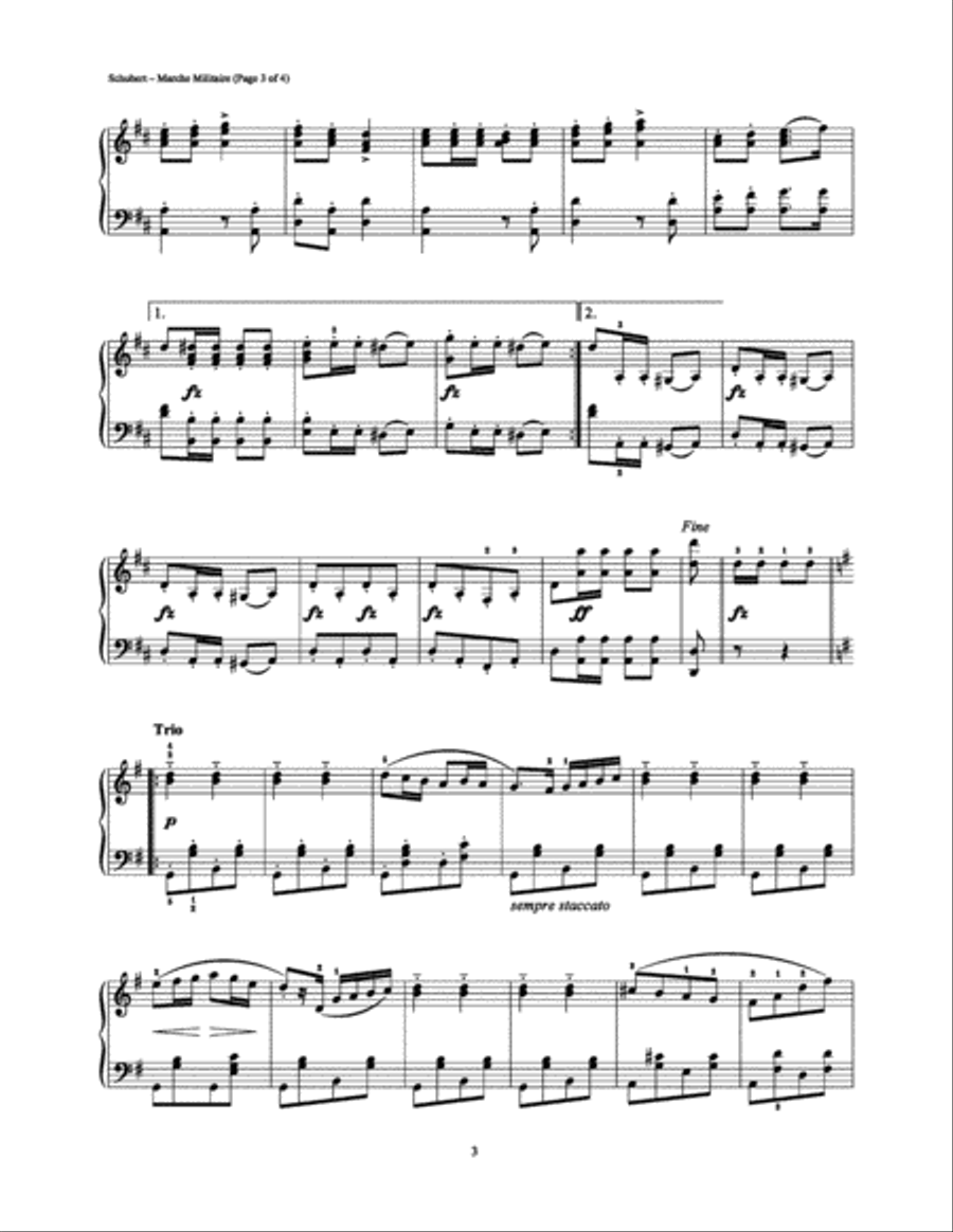 Marche Militaire Piano Solo scores gallery preview page 3