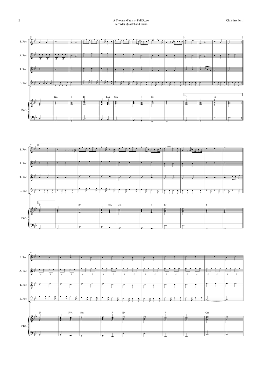 A Thousand Years Soprano Recorder scores gallery preview page 2