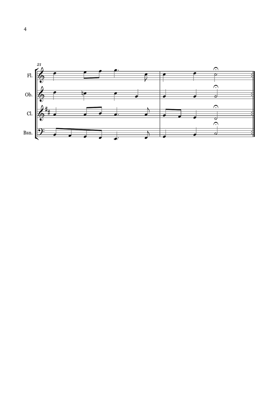 Christmas Carol Selection vol. 2 for wind quartet Woodwind Quartet scores gallery preview page 4