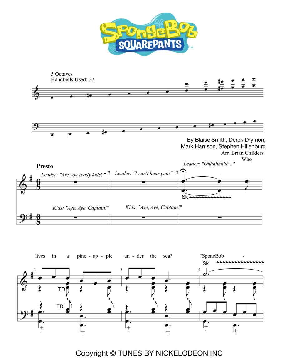 Spongebob Squarepants Theme Song Handbell Choir scores gallery preview page 2