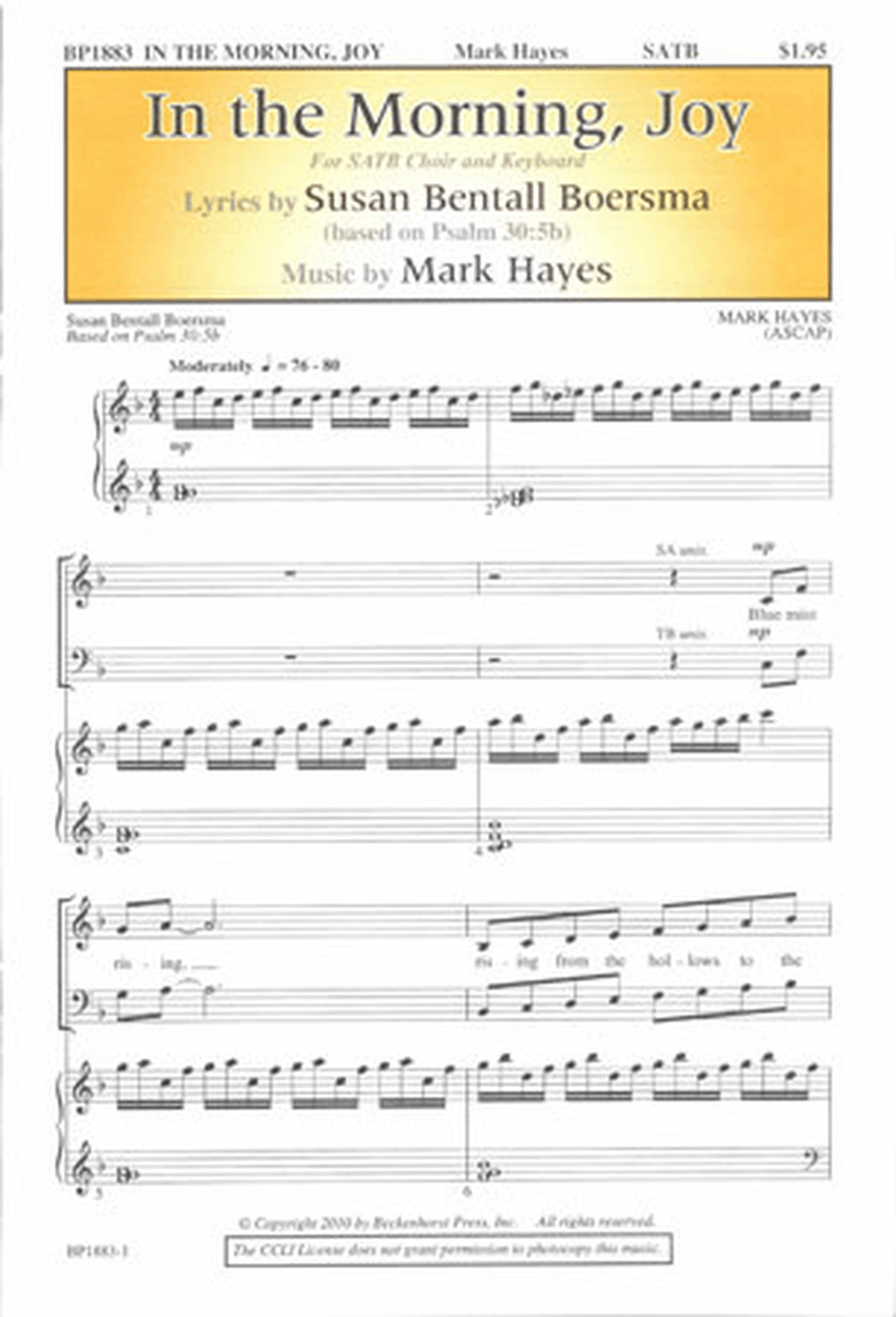In the Morning, Joy In the Morning, Joy 4-Part scores gallery preview page 1