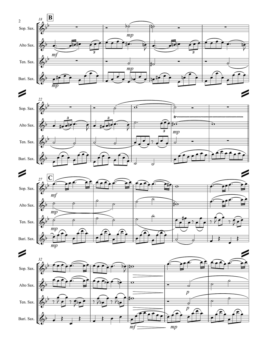 Faure - Pavane, Op. 50 (for Saxophone Quartet SATB) Saxophone Quartet scores gallery preview page 3