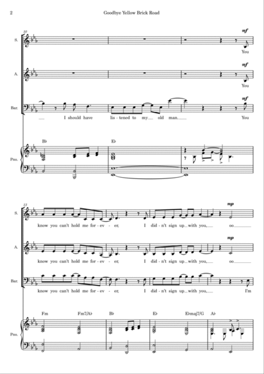 Goodbye Yellow Brick Road 3-Part scores gallery preview page 2