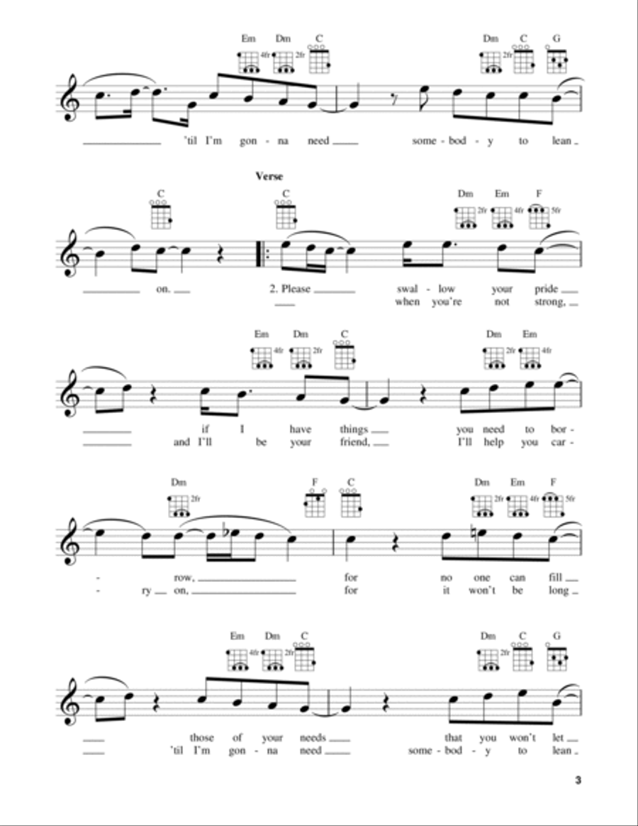 Lean On Me Ukulele scores gallery preview page 3