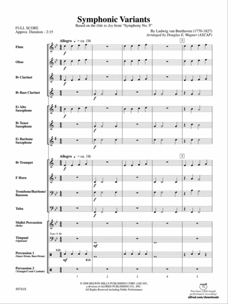 Symphonic Variants (Based on Ode to Joy from Symphony No. 9) Concert Band scores gallery preview page 2