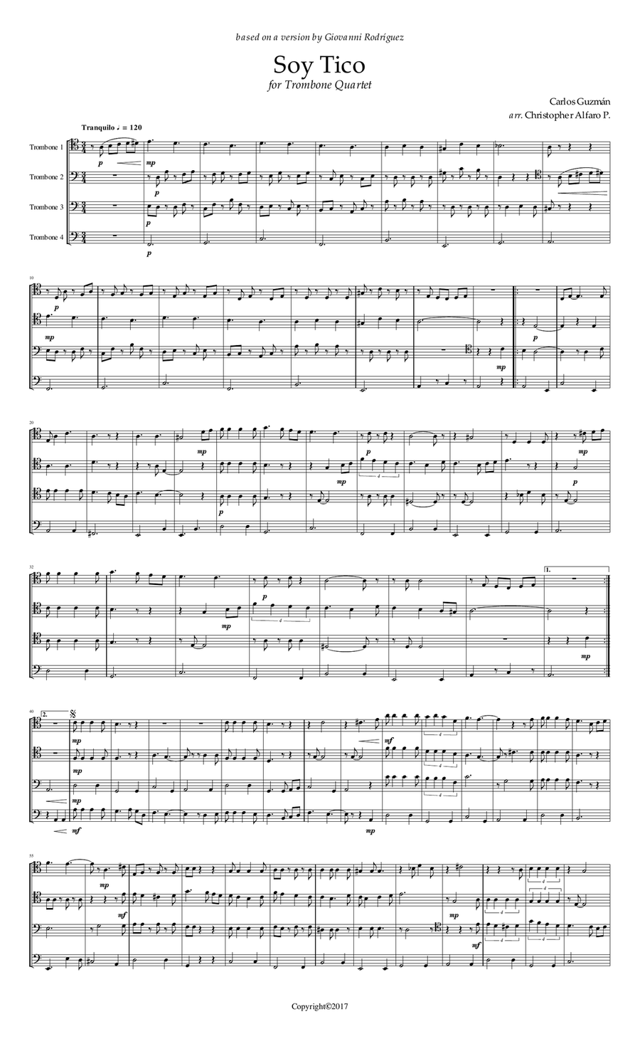 Soy Tico Brass Ensemble scores gallery preview page 1