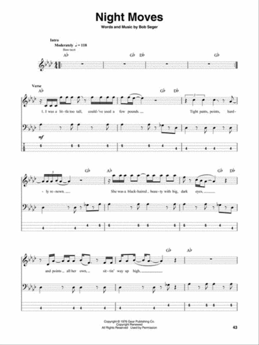 Bob Seger Bass Guitar Tablature scores gallery preview page 4