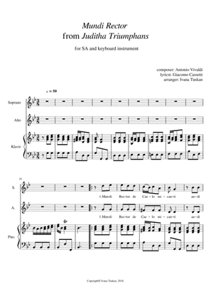 Antonio Vivaldi: Mundi rector for SA and piano, G – minor