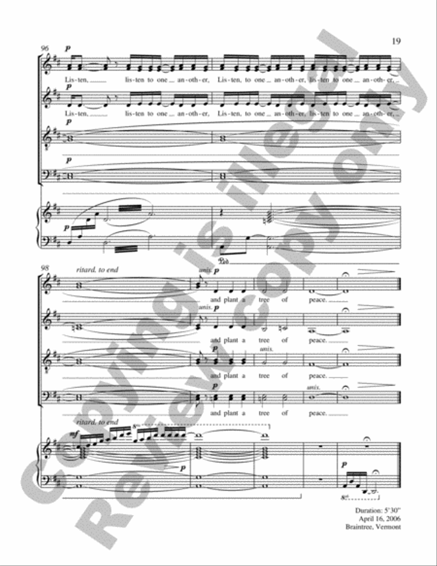 The Tree of Peace The Tree of Peace 4-Part scores gallery preview page 19
