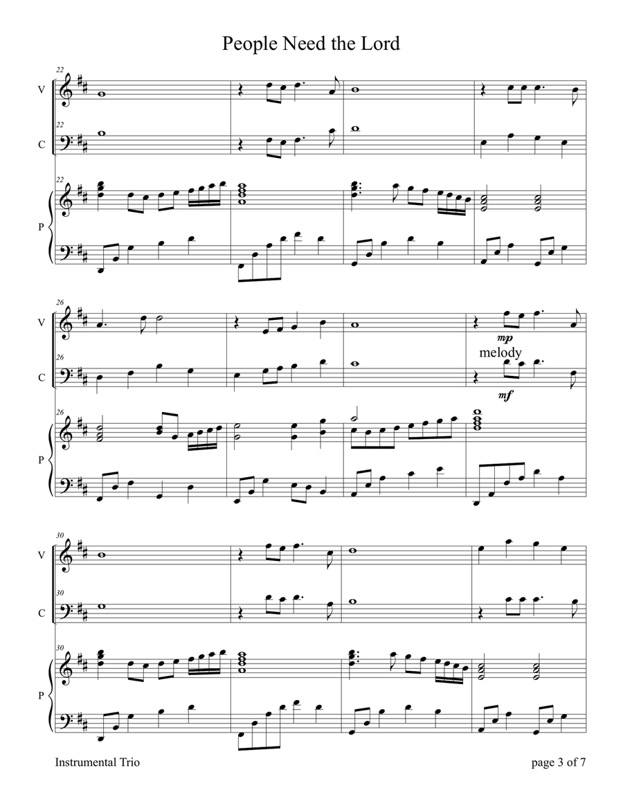 People Need The Lord Piano Trio scores gallery preview page 5