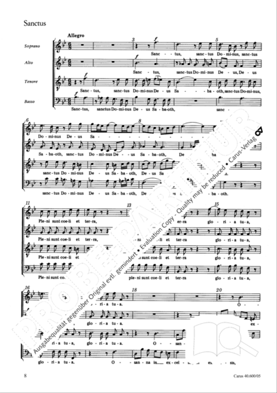 Missa brevis Sti. Joannis de Deo (Kleine Orgelsolomesse) 4-Part scores gallery preview page 9
