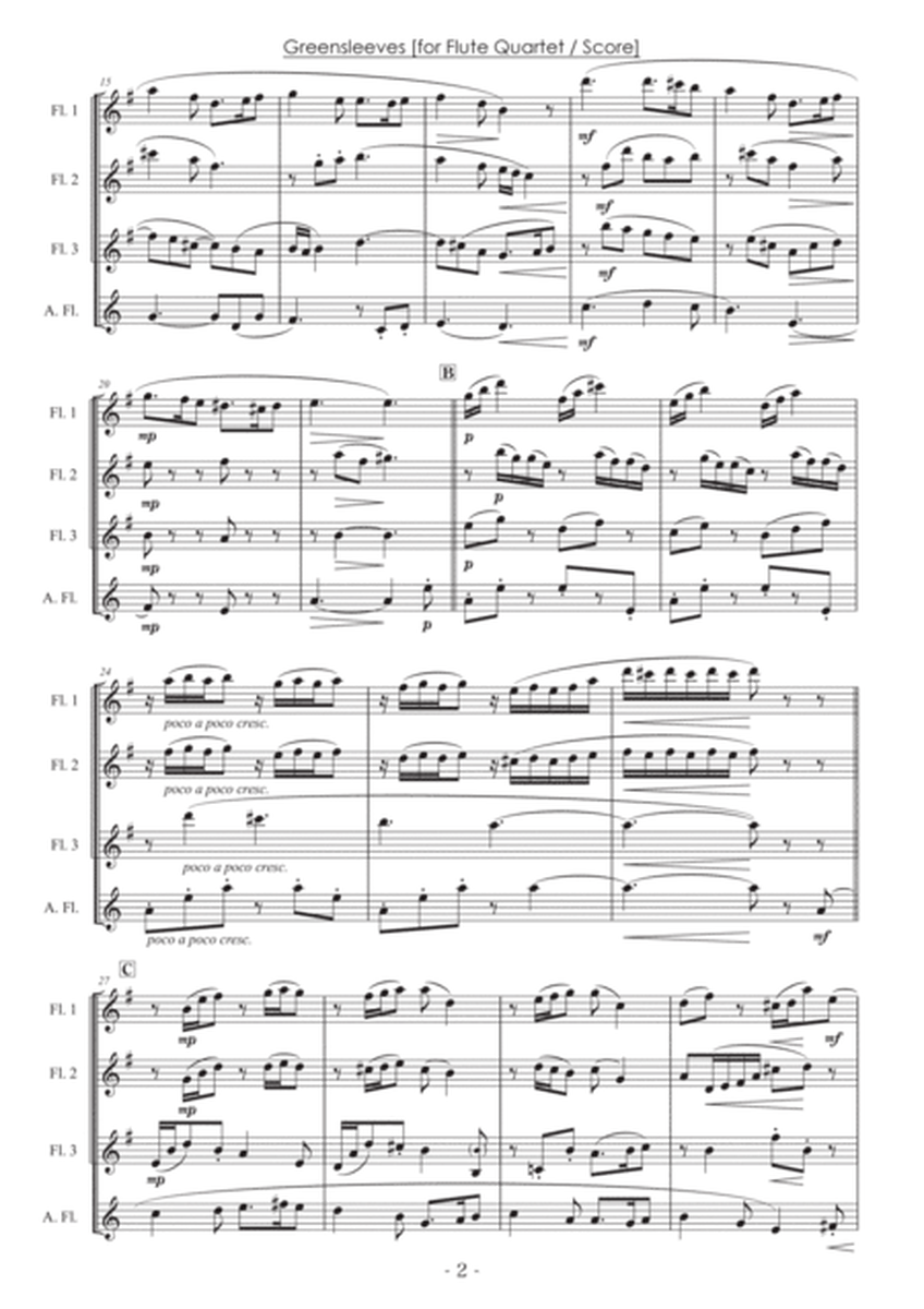 Greensleeves [Flute Quartet] - Score Only image number null