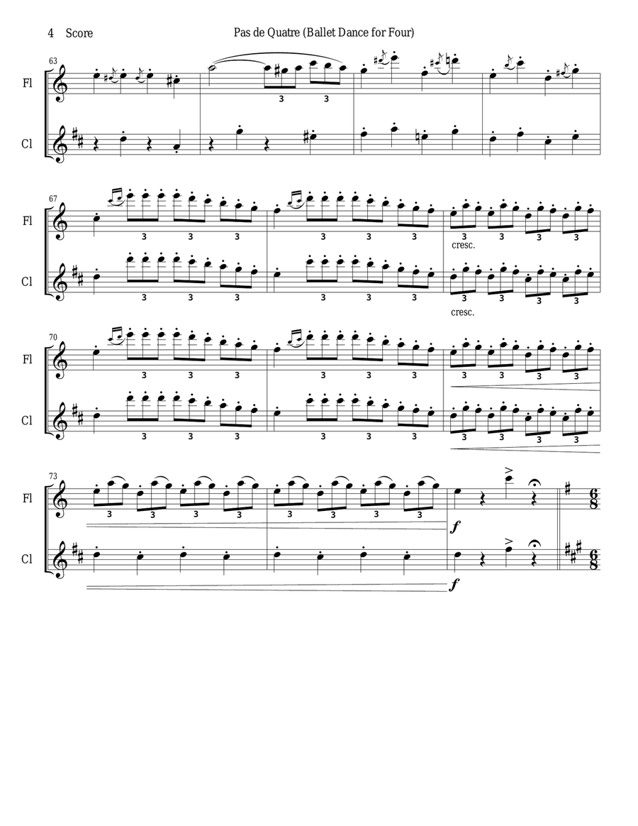 Verdi - Ballet Music for flute and clarinet duet (Jerusalem, Act III) Woodwind Duet scores gallery preview page 4