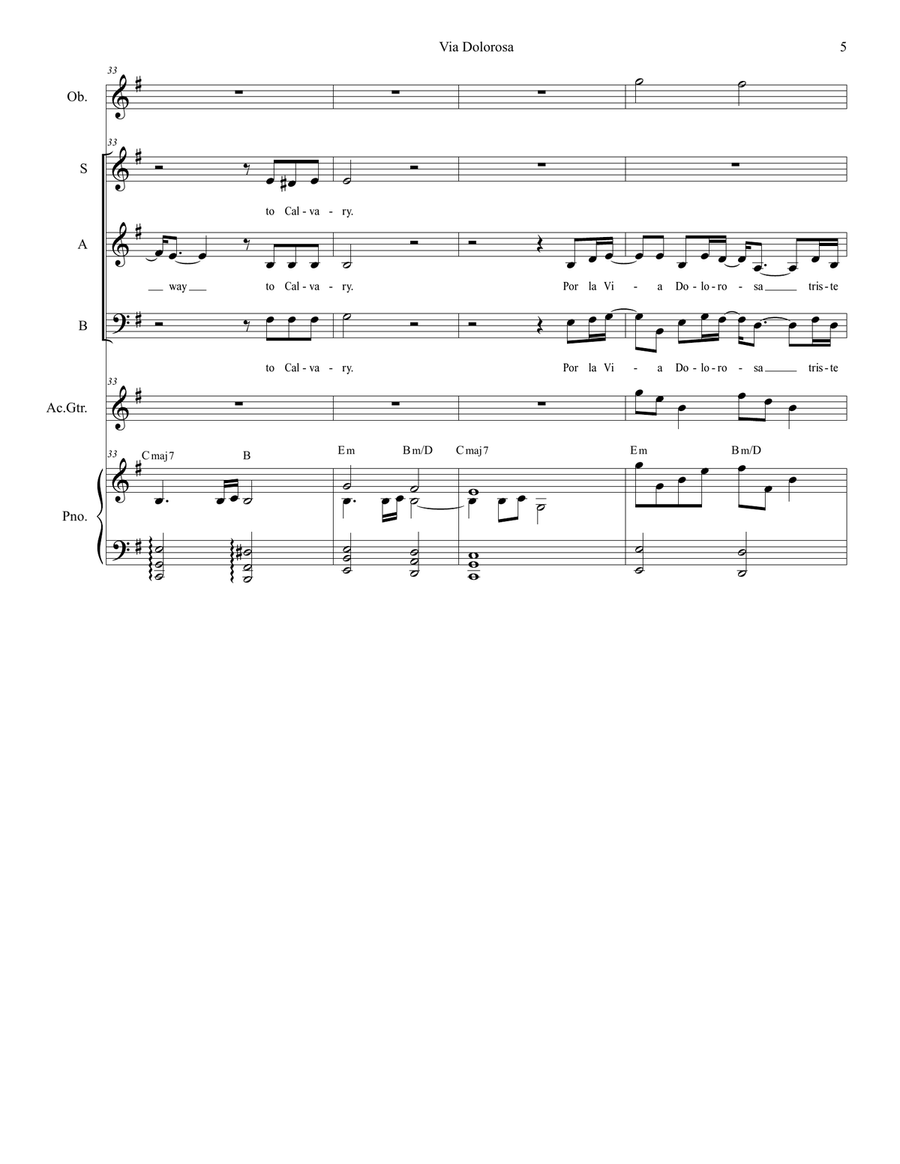Via Dolorosa Piano, Vocal scores gallery preview page 5