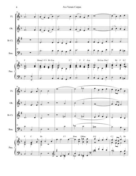 Ave Verum Corpus (Woodwind Quartet - Piano accompaniment) image number null