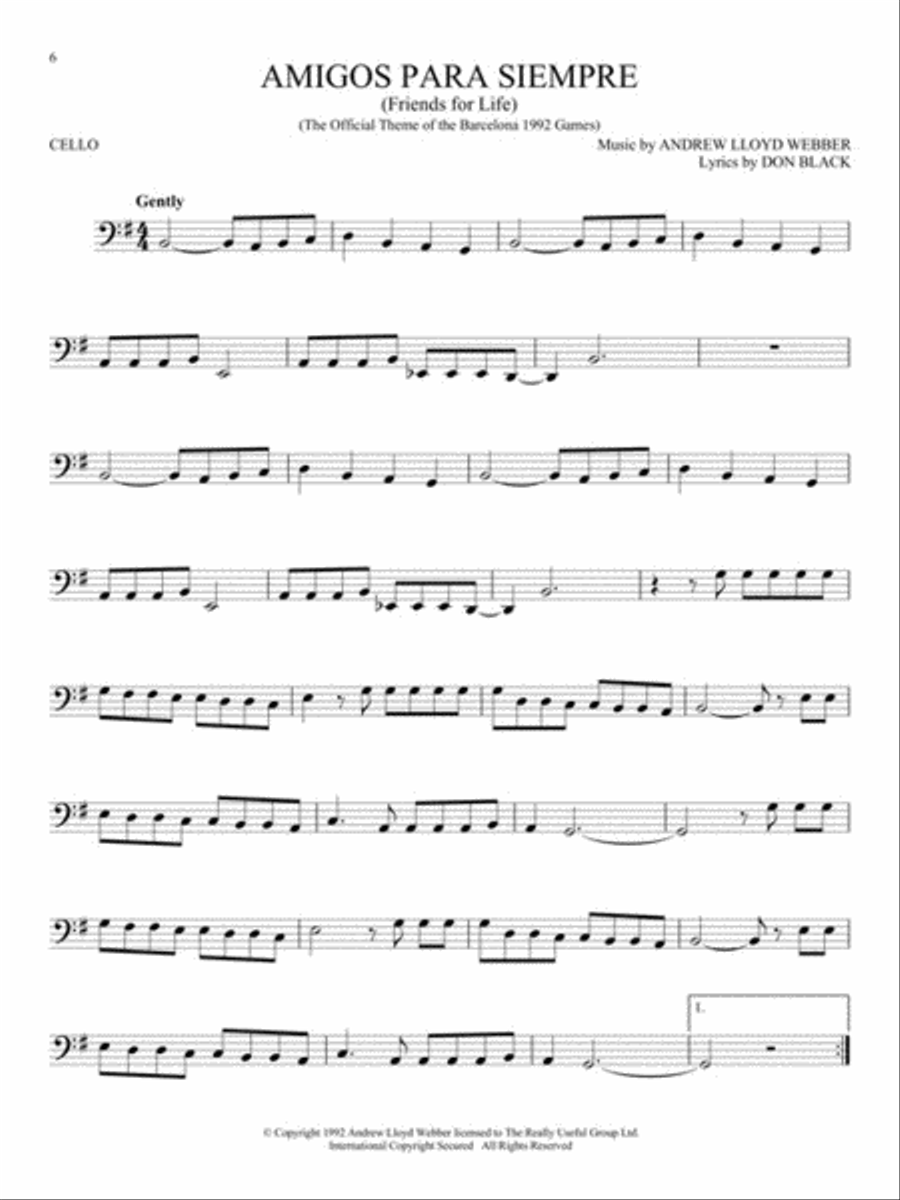 The Songs of Andrew Lloyd Webber Cello scores gallery preview page 5