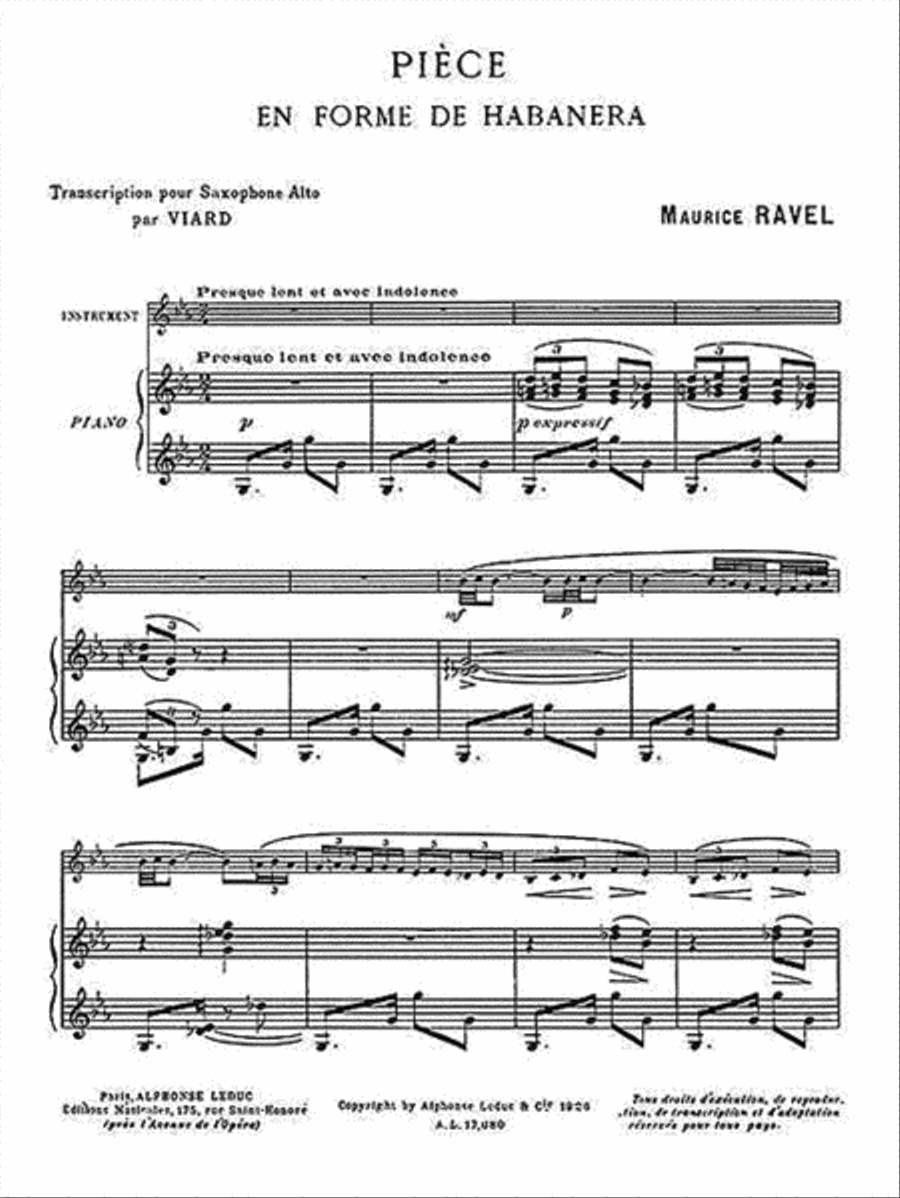 Pièce en Forme de Habanera Alto Saxophone scores gallery preview page 2