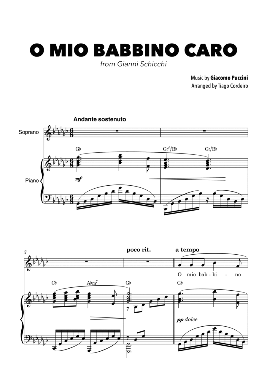 O Mio Babbino Caro Voice scores gallery preview page 1