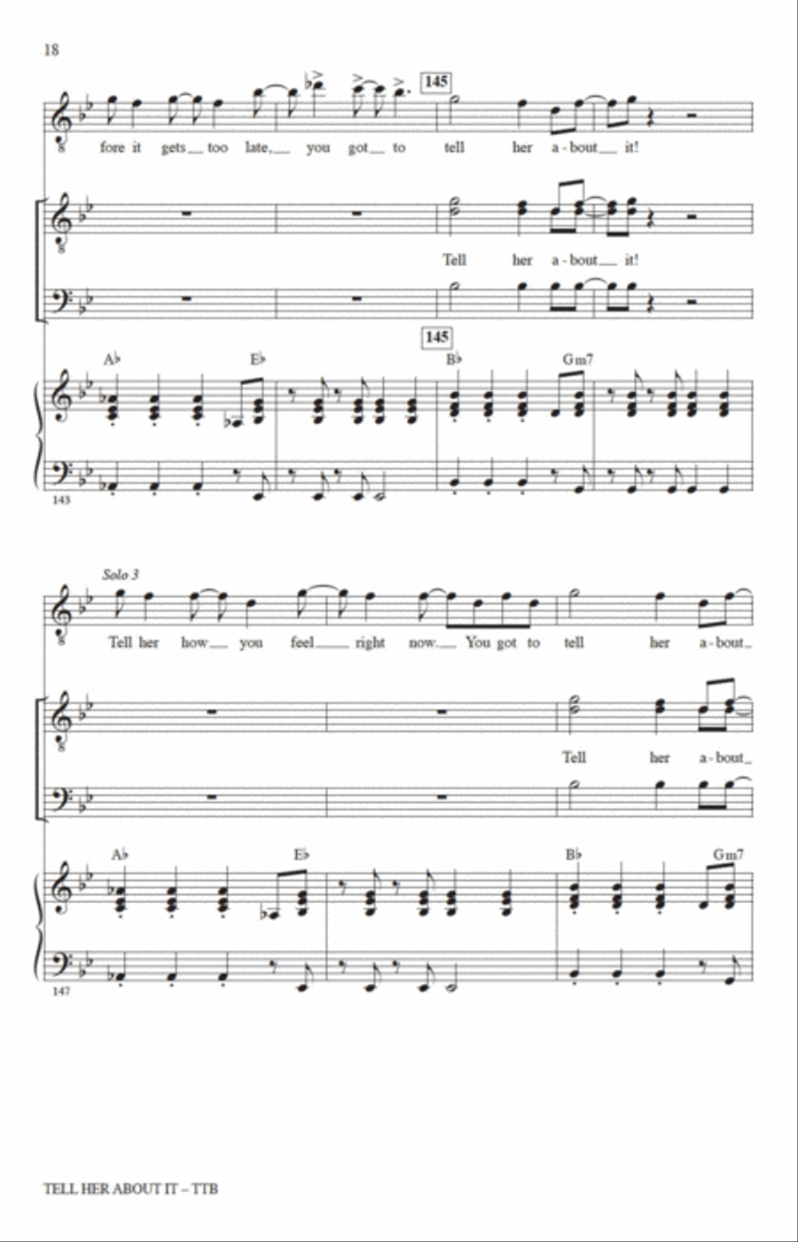 Tell Her About It (arr. Jack Zaino) TTBB scores gallery preview page 16